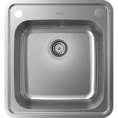 Кухонна мийка Hansgrohe S412-F400 на стільницю 480х520 із сифоном automatic (43335800) Stainless Steel 00053741 фото